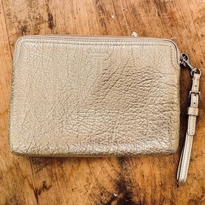 Coach Metallic Gold Leather Wristlet Clutch